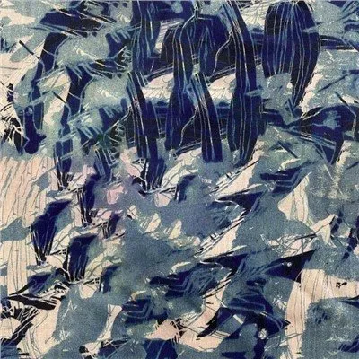 Impressionisme turkis blomsterstof